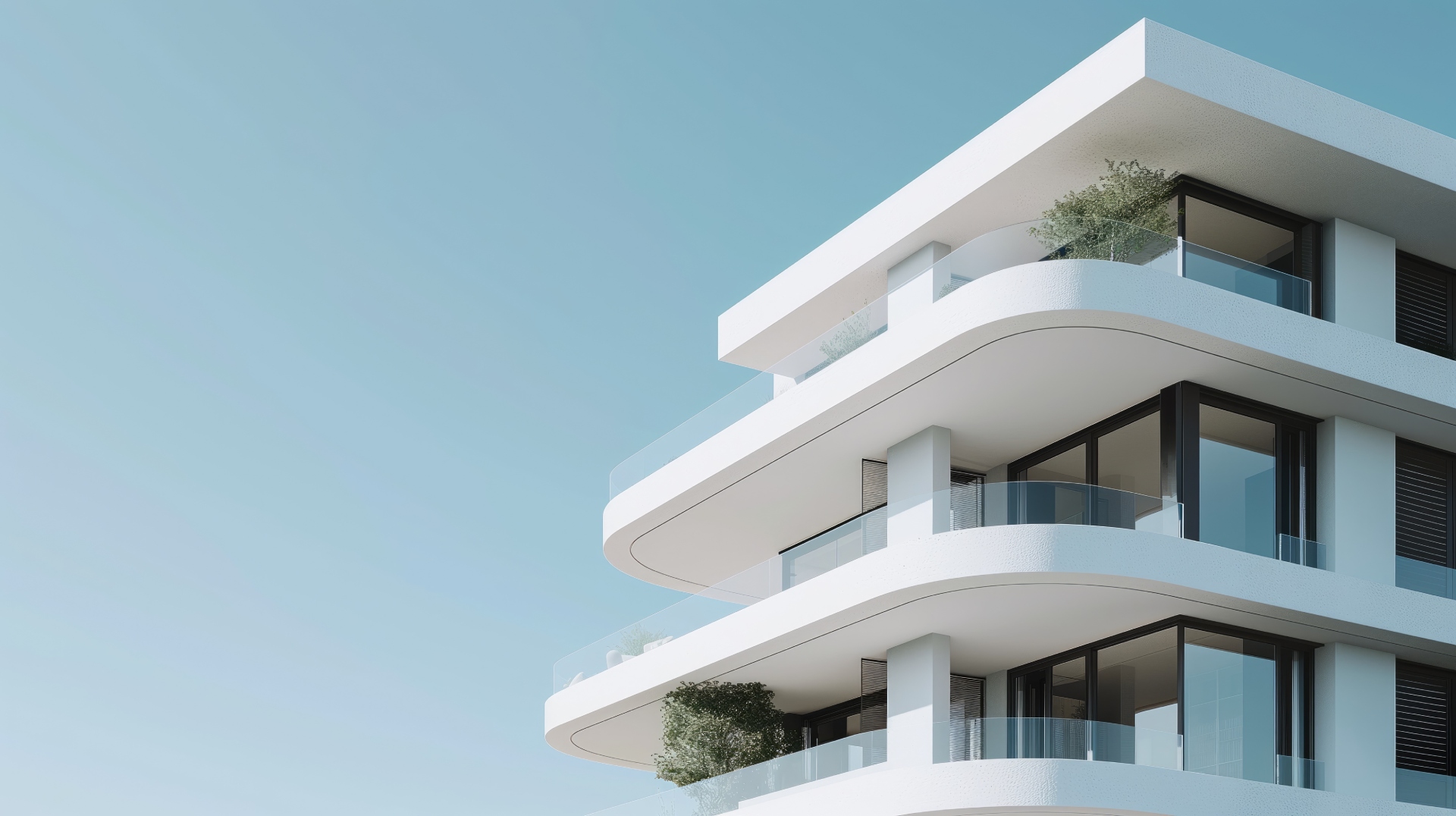 Immeuble résidentiel moderne à balcons arrondis, diagnostic copropriété