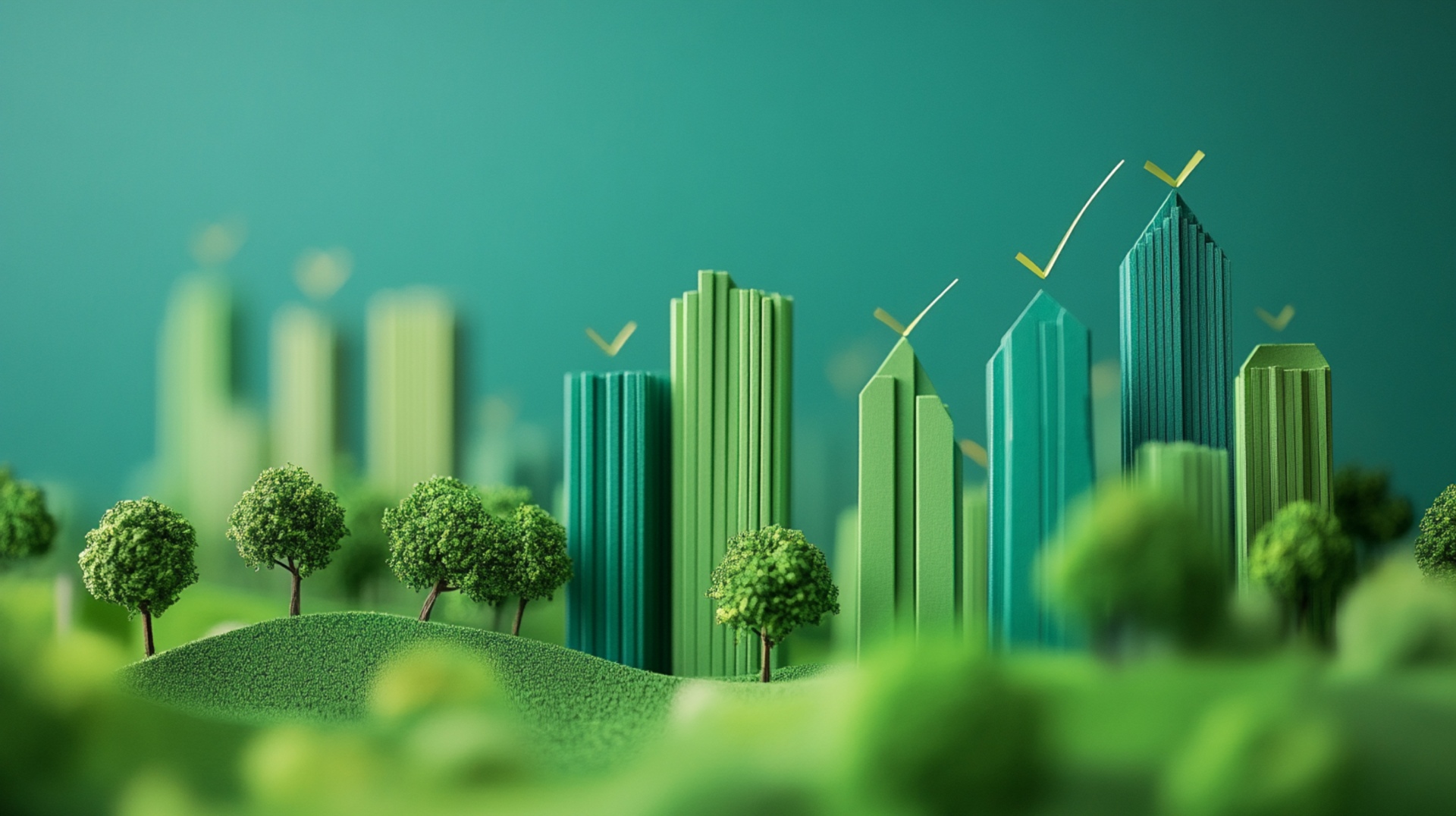 Maquette urbaine écologique avec gratte-ciels verts, DPE tertiaire