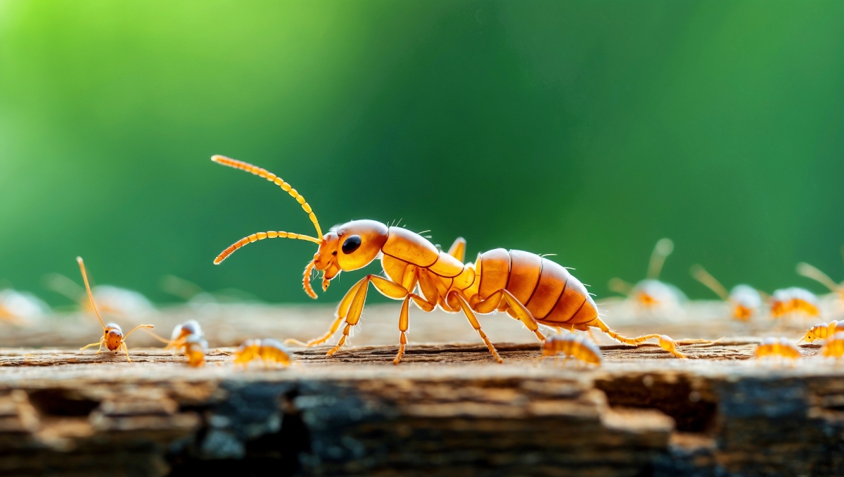 Termites sur bois vermoulu, illustrant le diagnostic parasites et termites